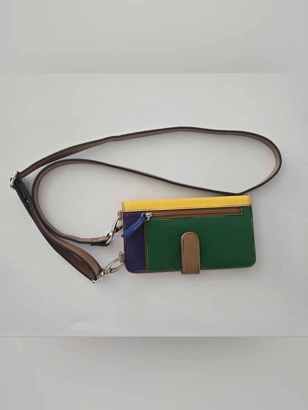 Ili New York Smartphone Organizer Leather Crossbody Rainbow Wallet-RFID Blocking